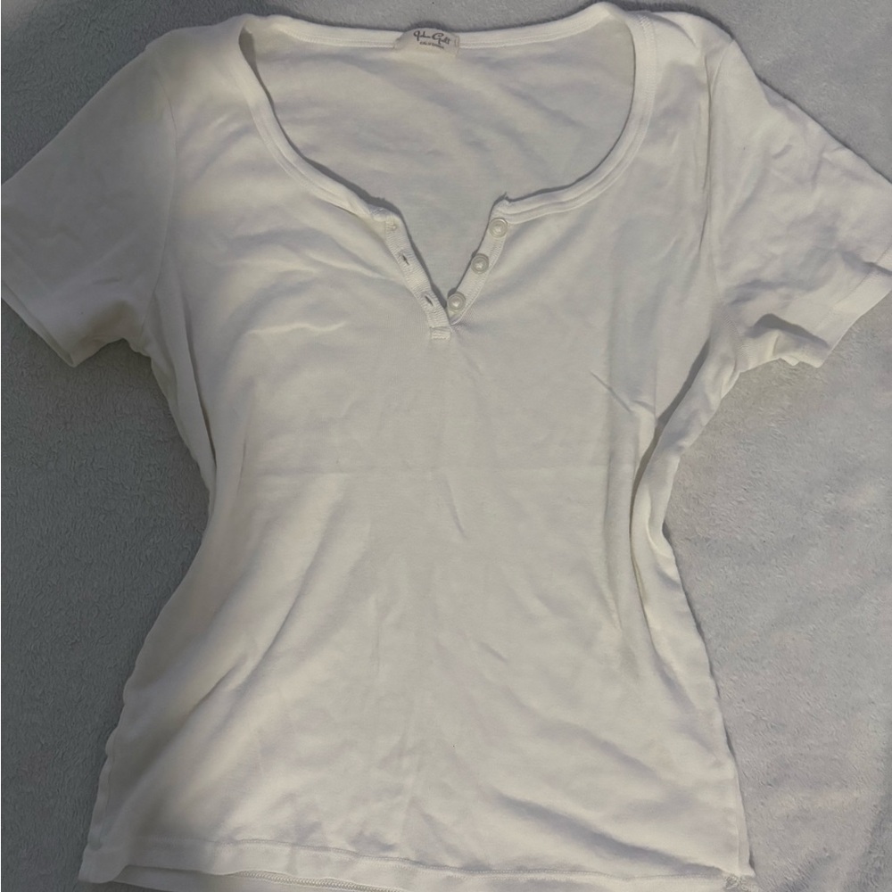 Brandy Melville White Button Top